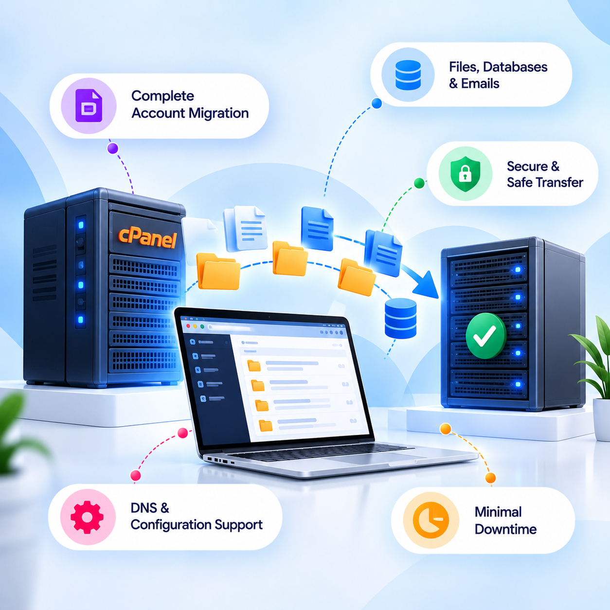 Website and hosting account migration through cPanel