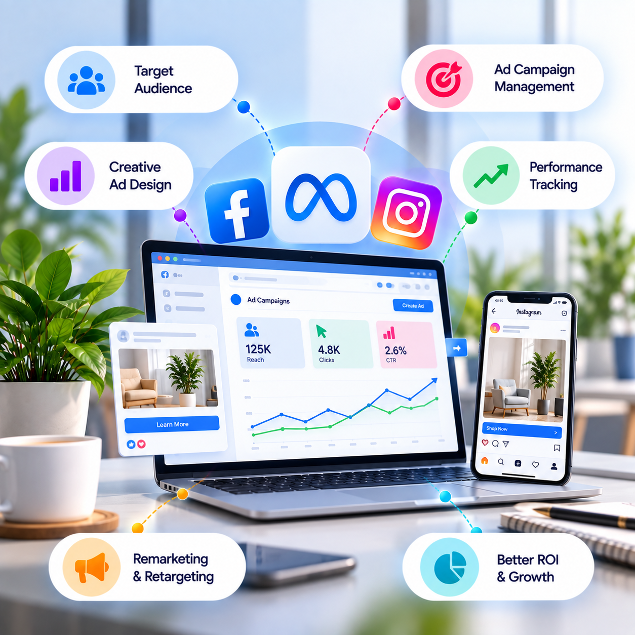 Meta advertising campaign management and reporting dashboard